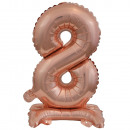 Mini number 8 with base rose gold foil balloon N16