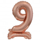 Mini number 9 with base rose gold foil balloon N16