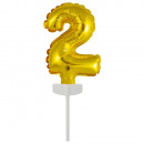 Micro Size Number 2 Gold Wrapped Foil Balloon N6