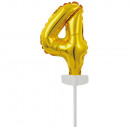 Micro Size Number 4 Gold Wrapped Foil Balloon N6