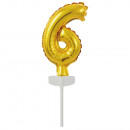 Micro Size Number 6 Gold Wrapped Foil Balloon N6