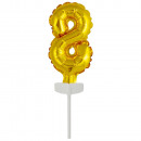 Micro Size Number 8 Gold Wrapped Foil Balloon N6