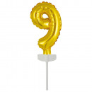 Micro Size Number 9 Gold Wrapped Foil Balloon N6