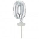 Micro Size Number 0 silver wrapped foil balloon N6