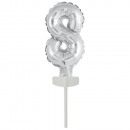 Micro Size Number 8 silver wrapped foil balloon N6