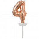 Micro Size Number 4 Rose Gold Foil Balloon N6 pack
