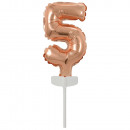 Micro Size Number 5 Rose Gold Foil Balloon N6 pack
