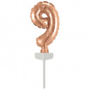 Micro Size Number 9 Rose Gold Foil Balloon N6 pack