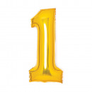 Medium number 1 gold foil balloon N26 wrapped 41.4