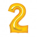 Medium number 2 gold foil balloon N26 wrapped 67.3