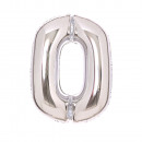Medium number 0 silver foil balloon N26 wrapped 63