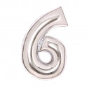 Medium Number 6 Silver Foil Balloon N26 Packed 64,
