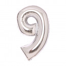 Medium Number 9 Silver Foil Balloon N26 Packed 61,