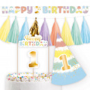 Decoration set 1st Birthday Rainbow paper / foil 4