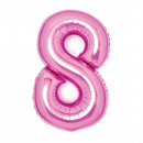 Medium Number 8 Pink Foil Balloon N26 Packed 63.5