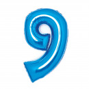 Medium Number 9 Blue Foil Balloon N26 Packed 61.5