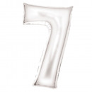 Large Number Silk Luster 7 white foil balloon N34 