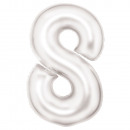 Large Number Silk Luster 8 white foil balloon N34 