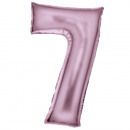 Large Number Silk Luster 7 Pastel Pink Foil Balloo