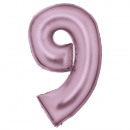 Large Number Silk Luster 9 Pastel Pink Foil Balloo