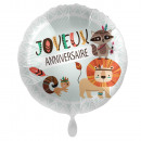 Standard Joyeux Anniversaire Animals Foil Balloon 