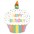 Large Shape Rainbow Birthday Cupcake Foil Balloon