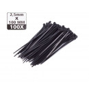 Kábelkötegelők 2,5 x 100 mm / 100 db fekete