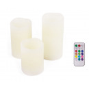 Großhandel Dekoration: LED-Kerzen 3 Stück + Fernbedienung / Farbe