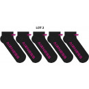 set of 5 women's short socks, basic black