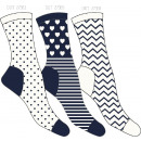 set of 3 women's socks, graphic white / m