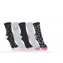 set di 5 calzini per bambini, gatto grigio / rosa