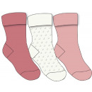 set of 3 baby socks, pink / ecru polka dots