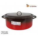 enameled pan with lid 36cm 15l fire