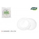 set of 4 round tray with lace 16cm something