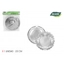 round silver tray with cotton lace 23cm