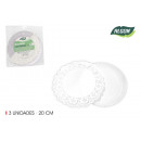 set of 3 round tray with lace 20cm something