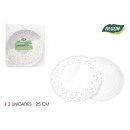 set of 2 round tray with lace 25cm something