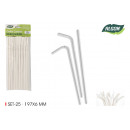 set of 25 white flexi cardboard straws 6mm alg