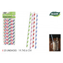 set of 25 striped cardboard straws 197x6 cotton