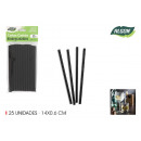 set of 25 black cardboard straws 140x6 cotton