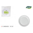 set of 12 plate round natural cardboard 18cm