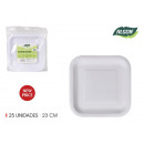 set of 25 square cart natural plate 23cm a