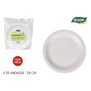 set of 25 plate round cardboard 28cm cotton