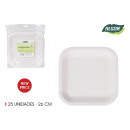 set of 25 plate square cardboard 26cm cotton