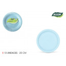 set of 10 plate baby blue cardboard 20cm cotton