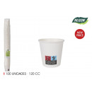 set of 100 white cardboard cups 120ccm cotton