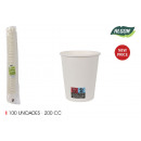 set of 100 white cardboard cups 200ccm cotton