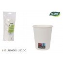 set of 15 white cardboard cups 250ccm cotton