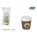 set of 12 coffee cardboard cups with 120 hole lid
