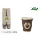 set of 100 cardboard coffee cups 250ccm cotton